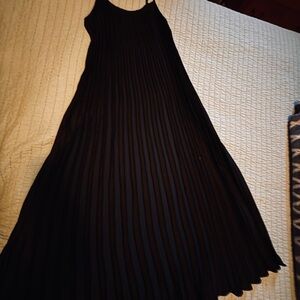 Elegant Black Accordian Pleated Dress